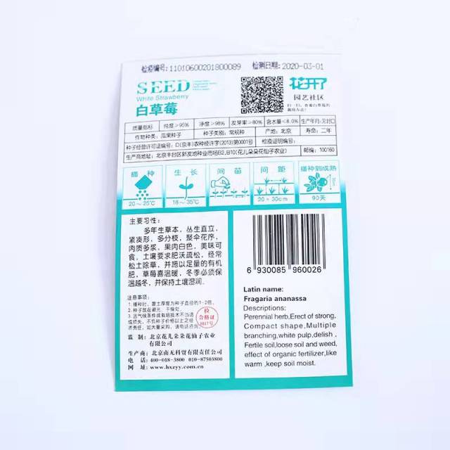 White strawberry seeds 20 seeds/bags