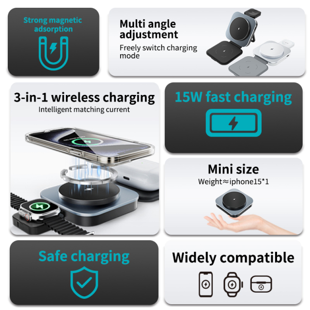 3 in 1 Foldable Magnetic Wireless Charger