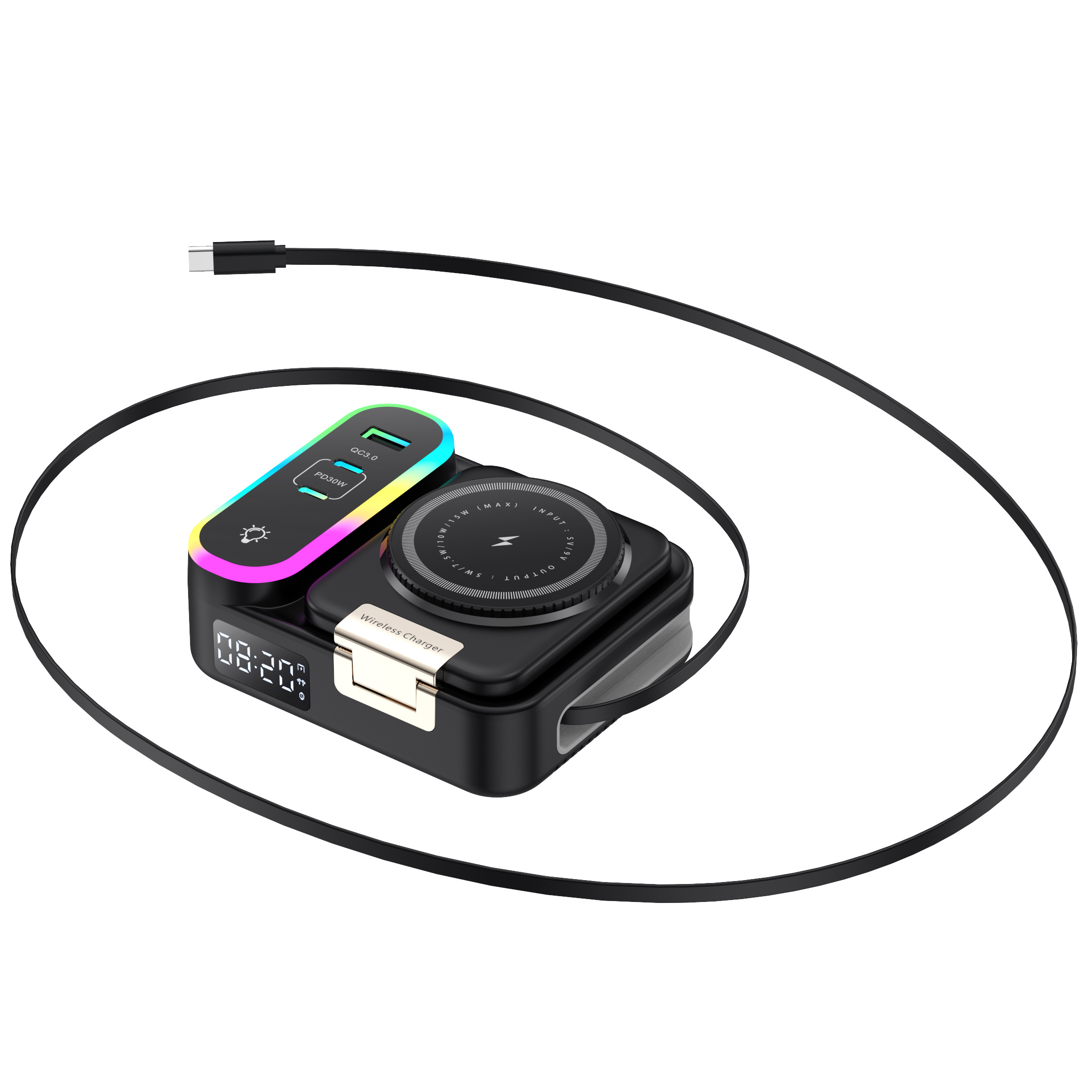 NEW Multi-Functional Magsafe Wireless Charger with Retractable Hidden Cable