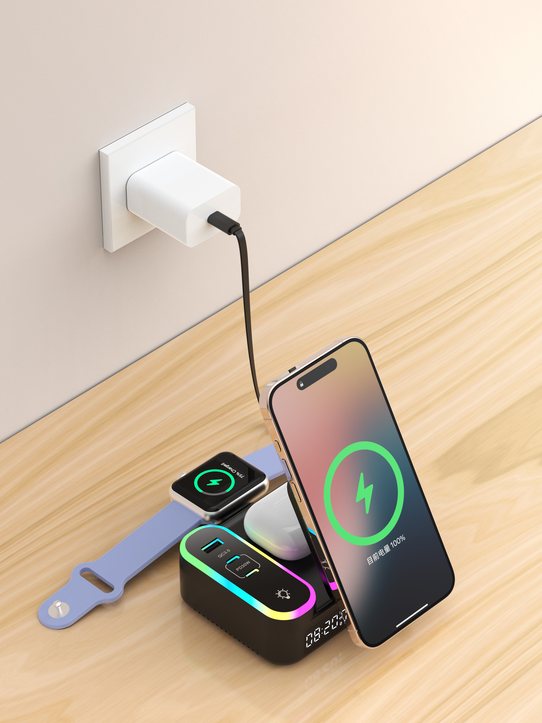 NEW Multi-Functional Magsafe Wireless Charger with Retractable Hidden Cable