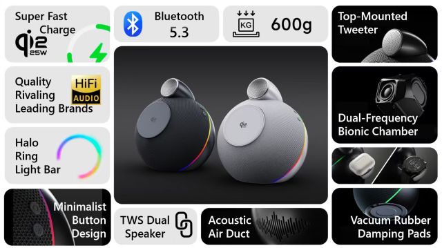 Qi 2.2 25W 3 in 1 wireless charger with bluetooth speaker