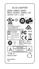 Old model number ZF120A-1208000 12V 8A 96W AC DC Power adapter UL/cUL FCC PSE CB C-Tick RoHs CE GS RCM safety approved