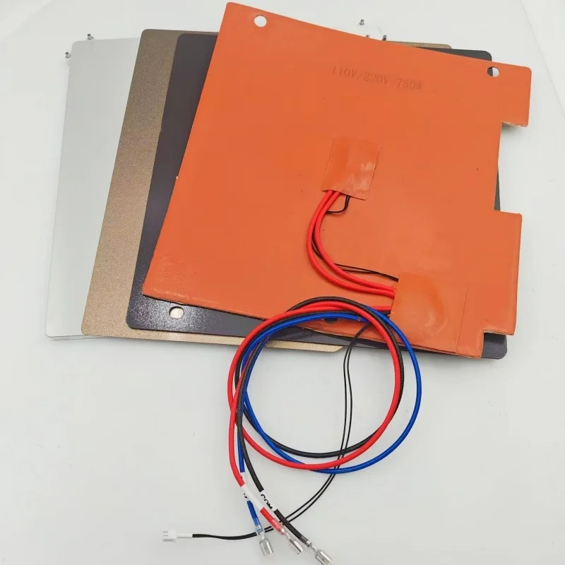 Funssor 1pc Bambulab P1P/X1C 3D Printer 8mm Aluminum alloy CNC Heat Bed Build Plate 110/220V Silicone Heater Pad Upgrade Kit