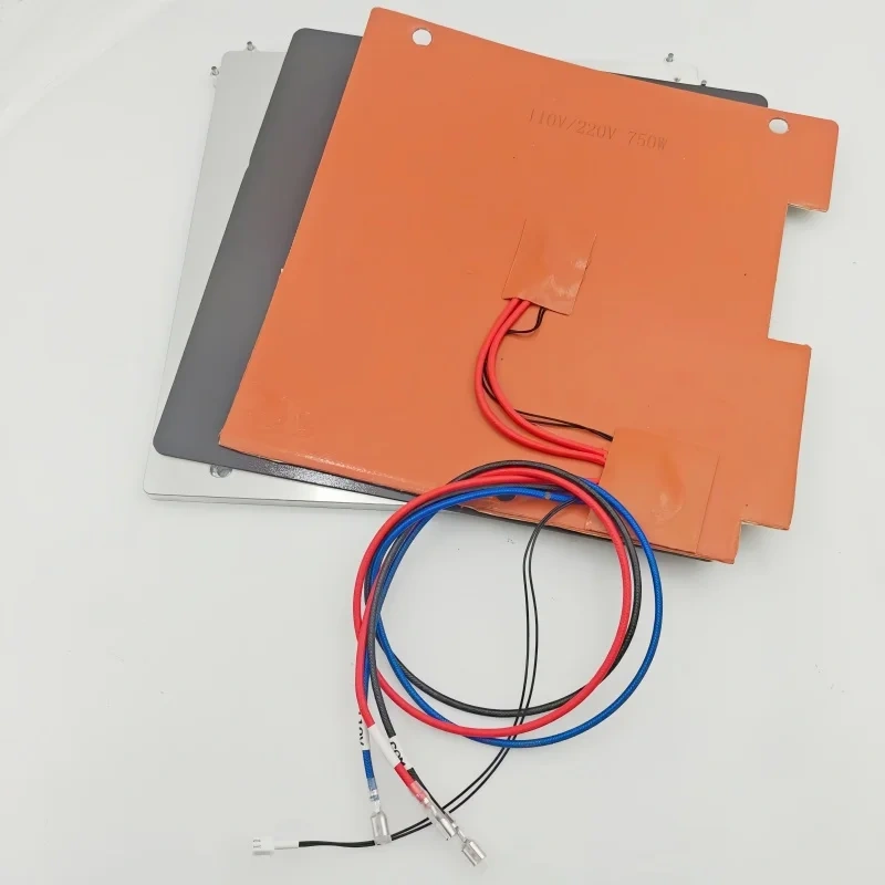 Funssor 1pc Bambulab P1P/X1C 3D Printer 8mm Aluminum alloy CNC Heat Bed Build Plate 110/220V Silicone Heater Pad Upgrade Kit
