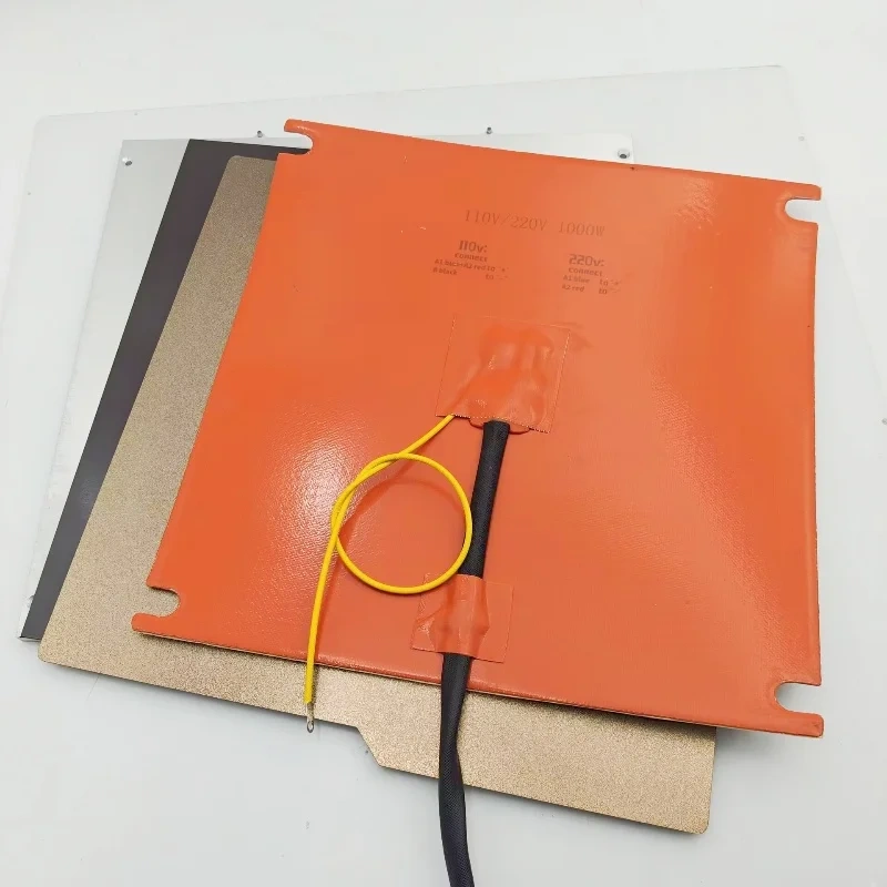 Funssor Hevort 8mm Aluminum Bed Build Plate Silicone Heater Kit Magnet PEI Sheet 110/220V 1000W For Hevort 3D Printer