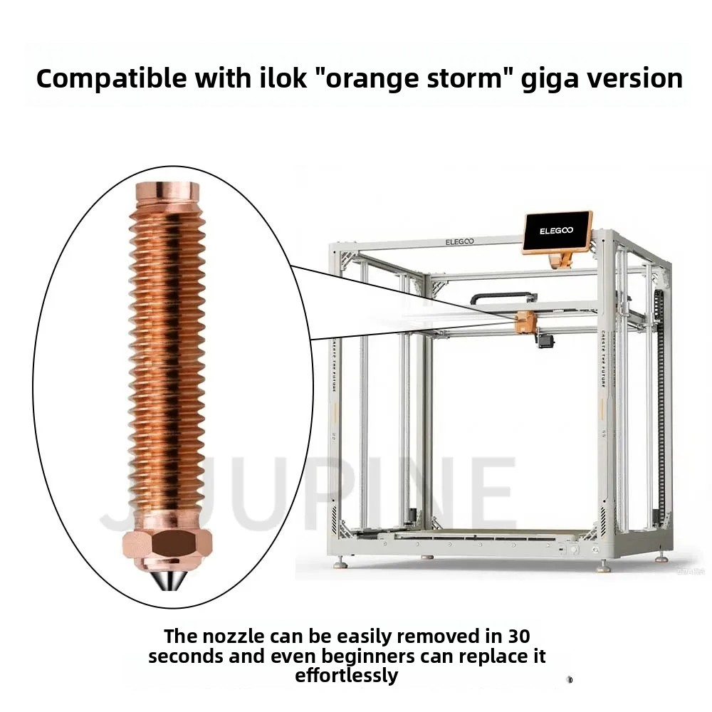 1set ELEGOO OrangeStorm Giga Red Copper Hardened Steel Nozzle kit High Temperature Resistance 550C