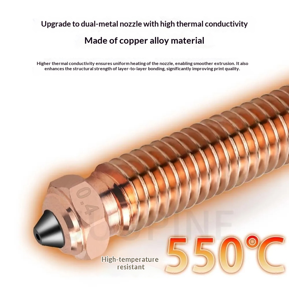 1set ELEGOO OrangeStorm Giga Red Copper Hardened Steel Nozzle kit High Temperature Resistance 550C