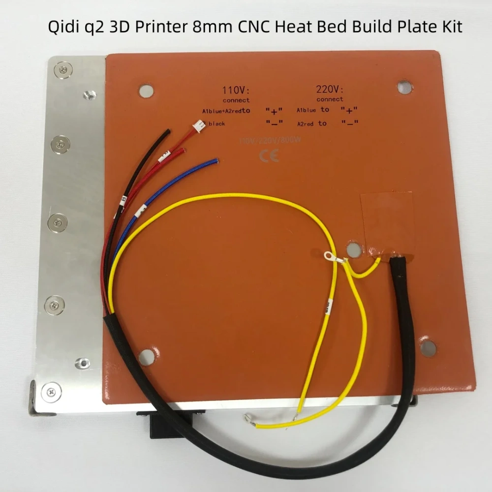 Funssor Dual Voltage Qidi Q2 3D Printer 8mm Aluminum alloy CNC Heat Bed Build Plate  Upgrade Kit