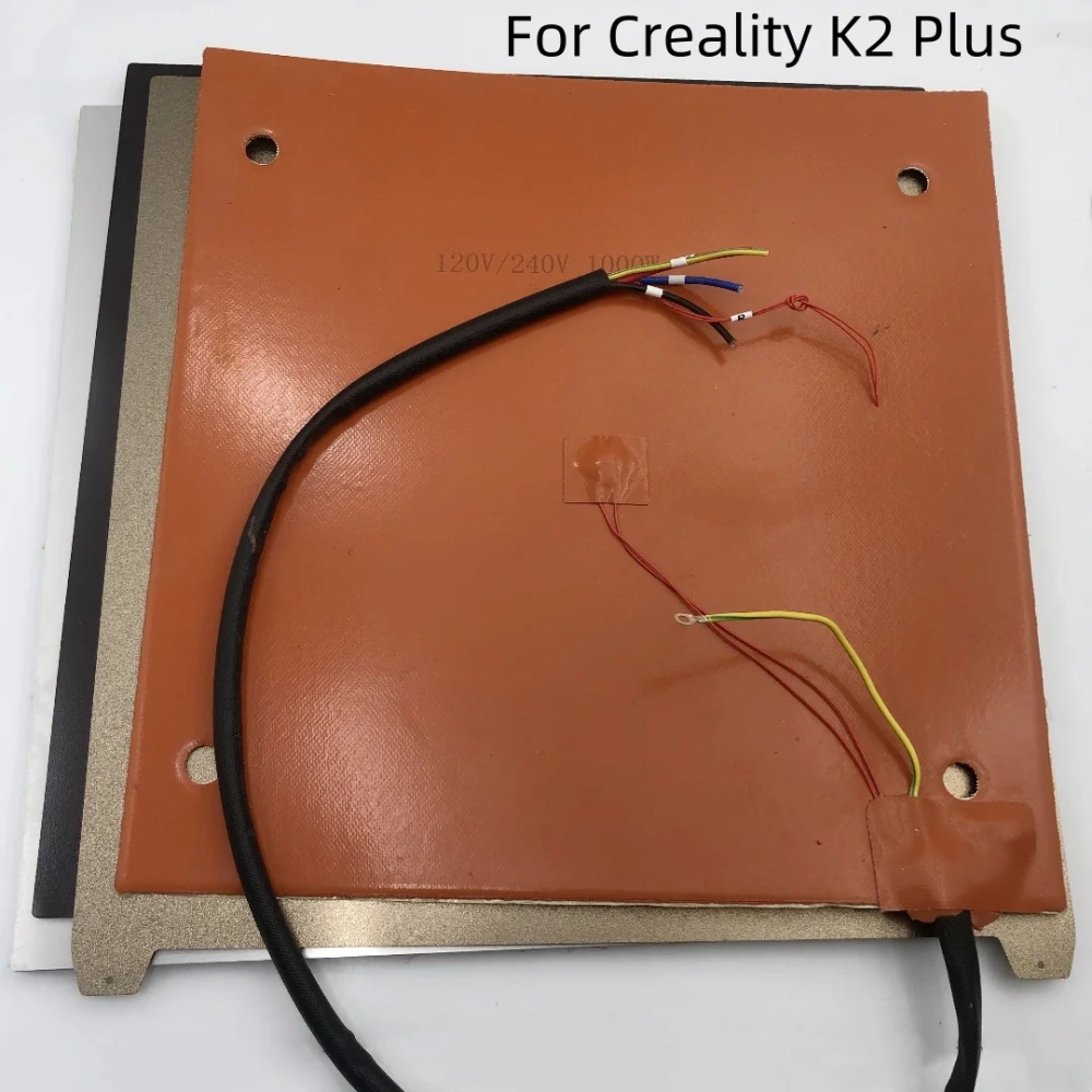 Funssor Creality K2 Plus 8MM Thickness Aluminum Alloy Heated Bed Upgrade Kit with 1000Watt Silicone Pad