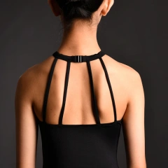 Grils' Twinkle Mesh Halter Leotard