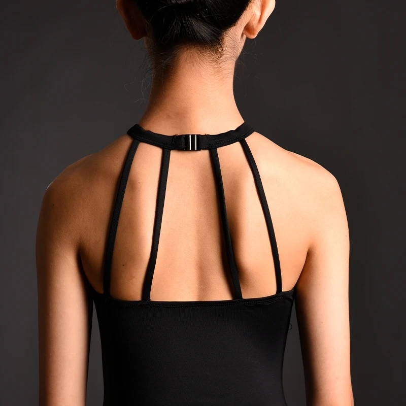Grils' Twinkle Mesh Halter Leotard