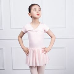 Children Short Sleeve Skirted Leotard