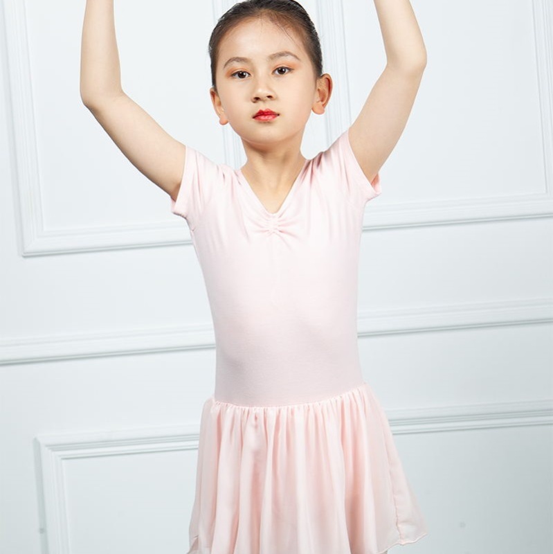 Children Short Sleeve Skirted Leotard