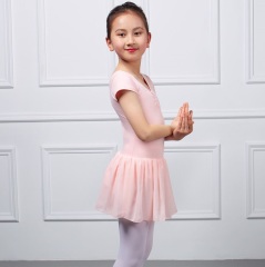 Children Short Sleeve Skirted Leotard