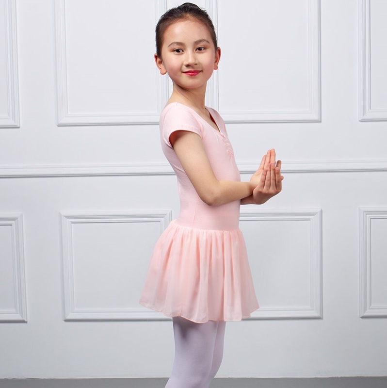 Children Short Sleeve Skirted Leotard
