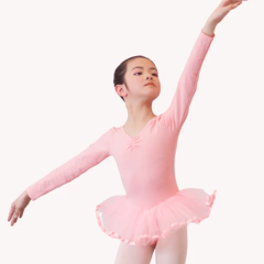 Girls' Long Sleeve Leotard with Mesh Skirt