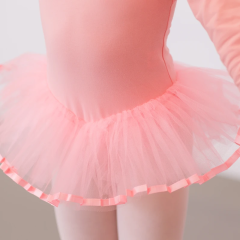 Girls' Long Sleeve Leotard with Mesh Skirt