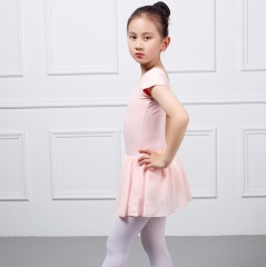Children Short Sleeve Skirted Leotard