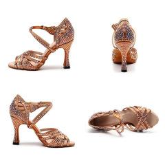 Diamond studded Latin dance shoes