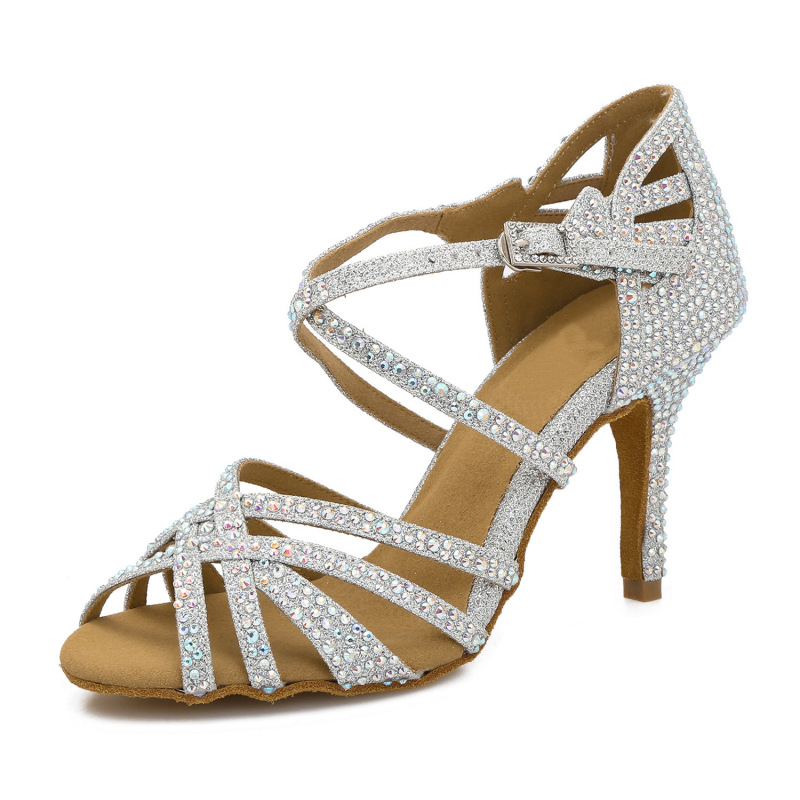 Diamond studded Latin dance shoes