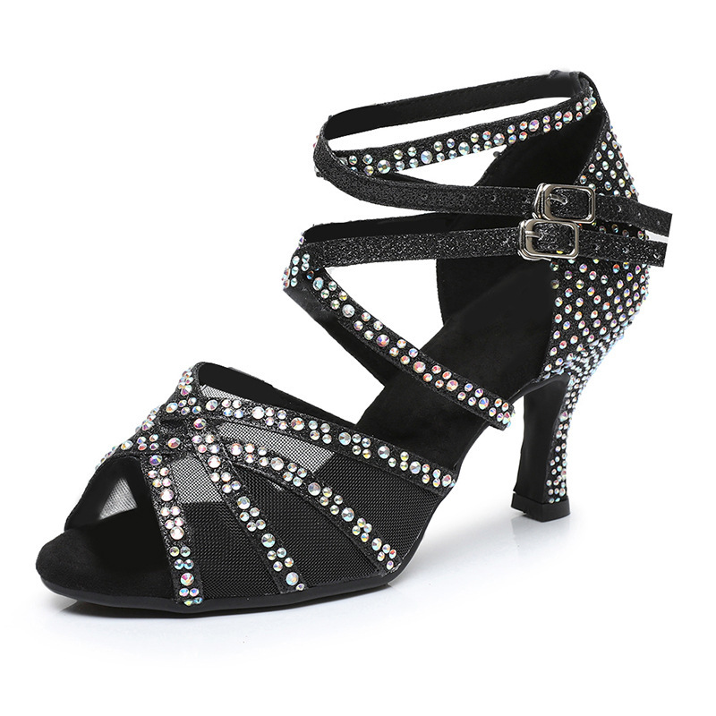 Sandals professional high heels with diamond studded Latin dance shoes
