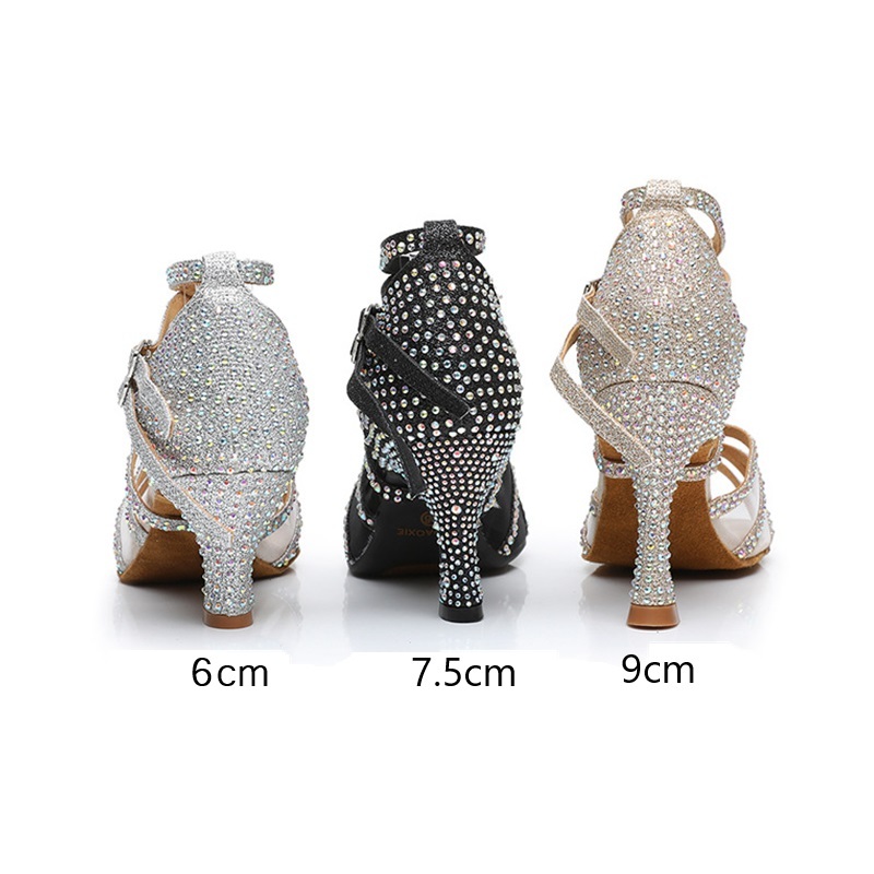 Sandals professional high heels with diamond studded Latin dance shoes