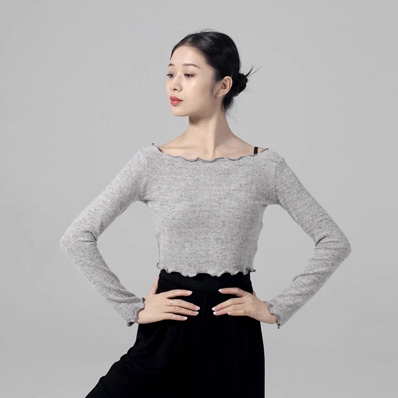 DANCEBUY Boat Neck Dance Uniform Modern Dance Uniform Sweater