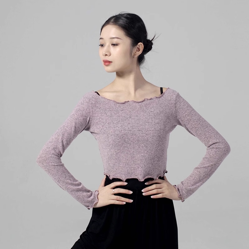 DANCEBUY Boat Neck Dance Uniform Modern Dance Uniform Sweater