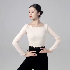 DANCEBUY Boat Neck Dance Uniform Modern Dance Uniform Sweater