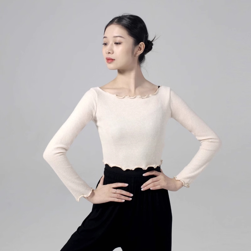 DANCEBUY Boat Neck Dance Uniform Modern Dance Uniform Sweater