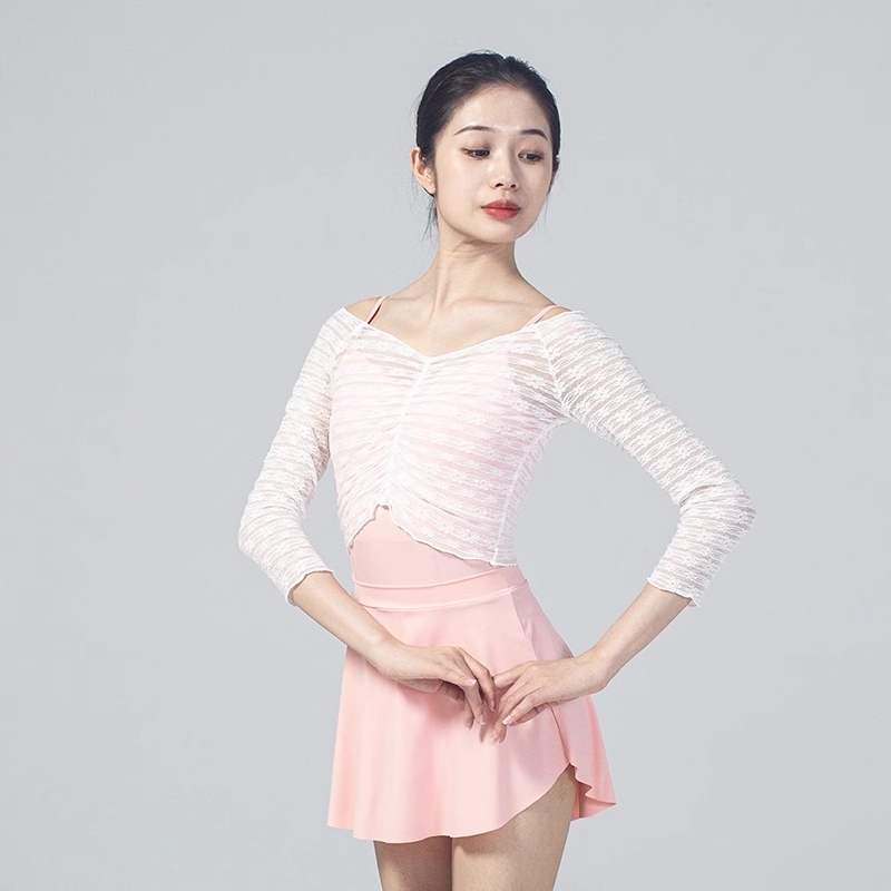 DANCEBUY Ballet Dance Top, Nine-Point Sleeve Lace Dance Clothes