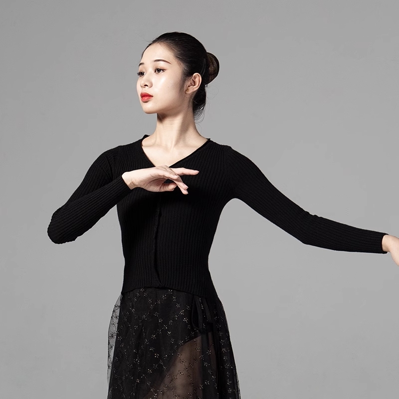 DANCEBUY Long-Sleeved Ballet Uniform Knitted Jacket