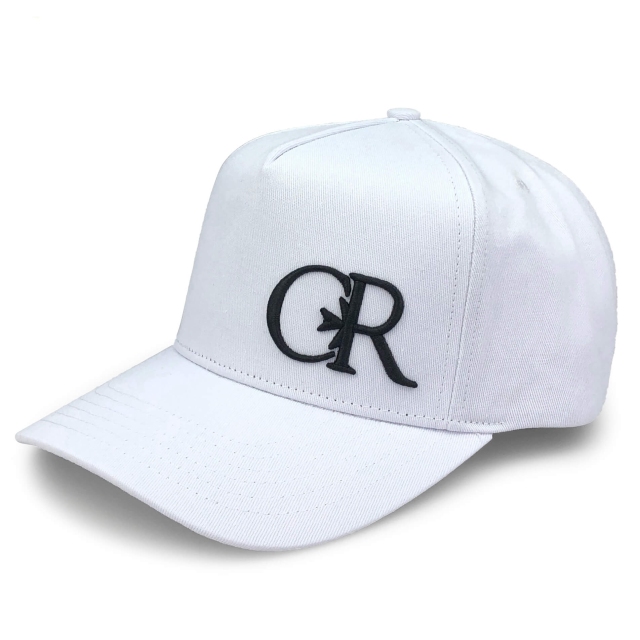 Customize Logo 5 panel 3D embroidery White 100% 5 Panel A Frame Baseball Cap Supplie