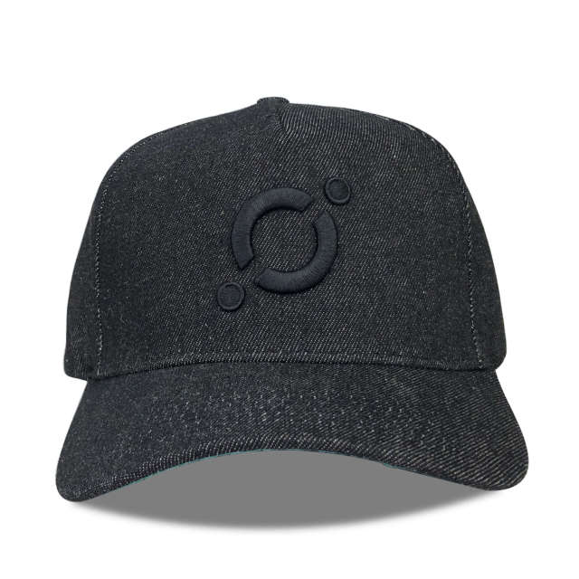 Baseball Cap - CMC-1089 (100% Cotton Black Denim Buckle Logo Strap 5 Panel  Baseball Cap )