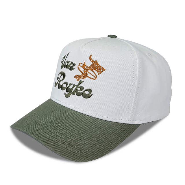 Baseball Cap - CMC-1074 (100% Cotton Off White Khaki With Green Suede Visor Two Tone 9forty A Frame Baseball Cap)