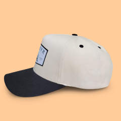 Baseball Cap - CMC-1072(100% Cotton Off White Khaki With Black Suede Badge Patch Logo Baseball Cap Supplier )