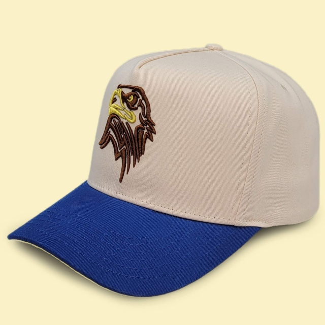 Baseball Cap - CMC-1047 (100% Cotton Off White Khaki With Royal Blue Visor Two Tone Edition 9forty A Frame Baseball Cap Factory)