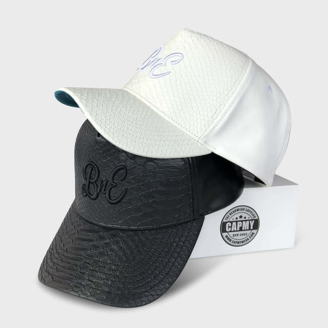 Baseball Cap - CMC-1059 (100% PU Snake Skin Faux Leather Black 9forty A Frame Baseball Cap Supplier )