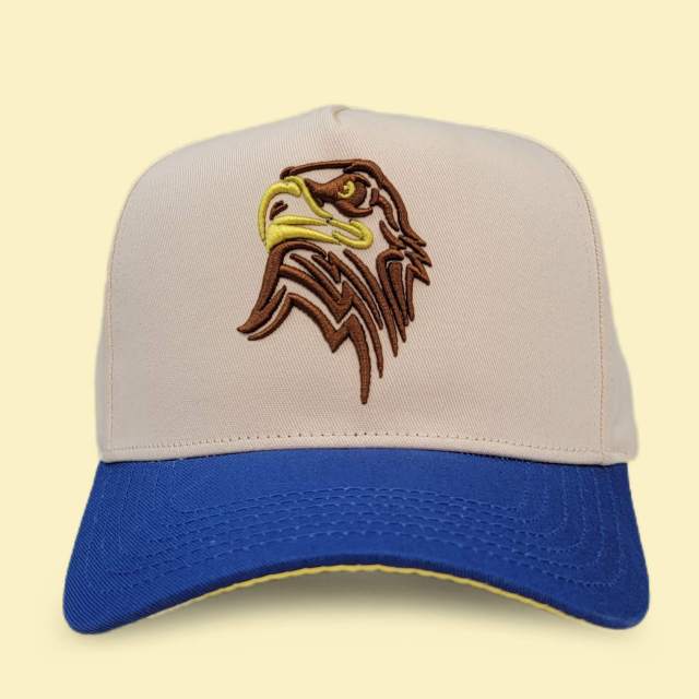 Baseball Cap - CMC-1047 (100% Cotton Off White Khaki With Royal Blue Visor Two Tone Edition 9forty A Frame Baseball Cap Factory)