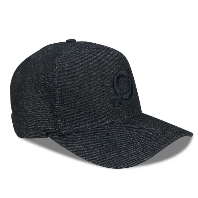 Baseball Cap - CMC-1089 (100% Cotton Black Denim Buckle Logo Strap 5 Panel  Baseball Cap )