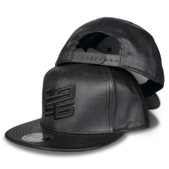 Snapback Cap - CMC-2041 ( Hot Selling Black Embroidery Logo PU Leather Gorras Mens Sports 6 Panel Snapback Cap Manufacturer)