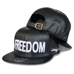 Snapback Cap - CMC-2041 ( Hot Selling Black Embroidery Logo PU Leather Gorras Mens Sports 6 Panel Snapback Cap Manufacturer)