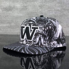 Snapback Cap - CMC-2003 ( Custom Black Sublimation Printing  100% Cotton Deep Crown 6 Panel Snapback Cap Factroy)