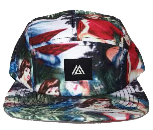 Snapback Cap - CMC-2036 ( Outdoor Sport Camp Hat With Printing Pattern 100% Polyester 5 Panel Snapback Cap Factory)