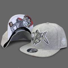 Snapback Cap - CMC-2005 ( Custom Grey Canvas Hemp Material Underbrim Print 100% Polyester Snapback Cap Supplier )