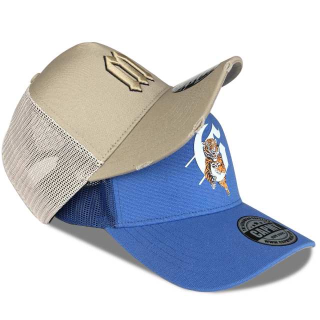 Trucker Hat - CMC-3016 ( Custom Black Colour Yelir 5 Panel Middle Crown Distressed Rip Trucker Hat )