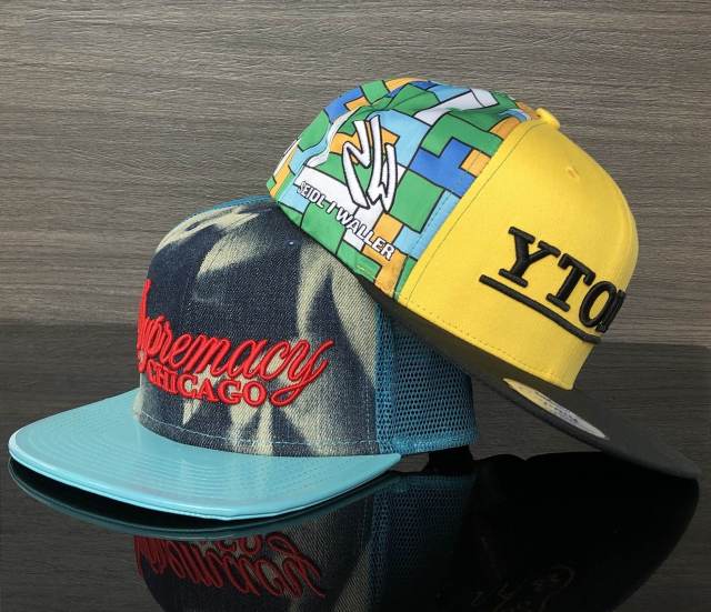 Snapback Cap - CMC-2004 ( Custom Embroidery Logo WIth Printing Pattern Yellow 100% Polyester Snapback Cap Manufacturer)