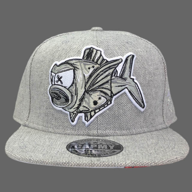 Snapback Cap - CMC-2005 ( Custom Grey Canvas Hemp Material Underbrim Print 100% Polyester Snapback Cap Supplier )