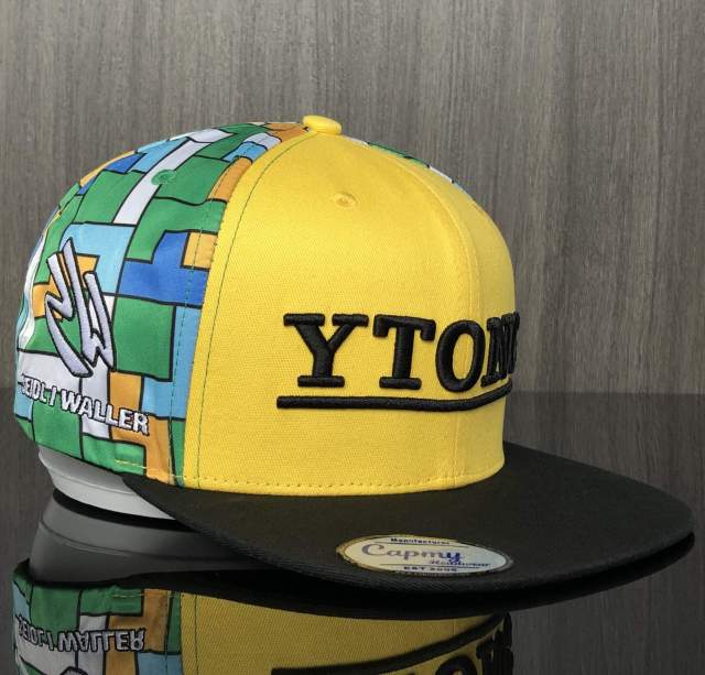 Snapback Cap - CMC-2004 ( Custom Embroidery Logo WIth Printing Pattern Yellow 100% Polyester Snapback Cap Manufacturer)