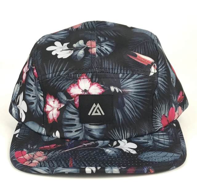 Snapback Cap - CMC-2040 ( Custom Design Floral Printing With Wovel Label Logo Camp Cap 5 Panel Snapback Cap Supplier)